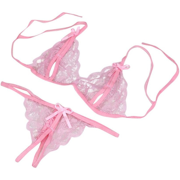 Жіноча мереживна піжама Babydoll з відкритими плечима, рожева XXL