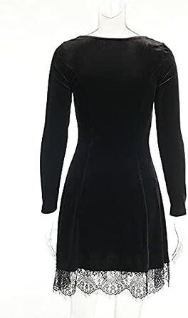 Чорне вечірнє сукня-ліхтарик з вирізками, міді, готичний стиль, сукня з довгим рукавом, розмір XXL