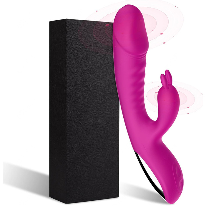 Вібратор силіконовий для G-точки з 10 режимами вібрації, нагріванням, для жінок. Кролик, Dildo, Рожевий