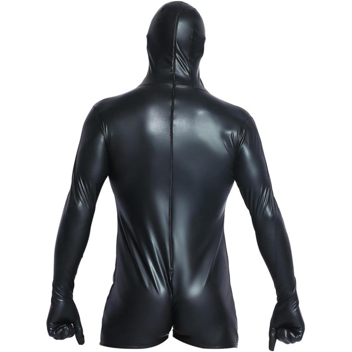 Чоловічий боді з штучної шкіри на блискавці, чорний, XXL - сексуальний костюм для клубів та вечірок