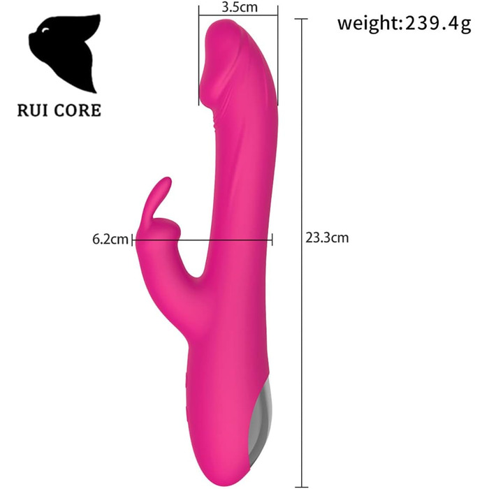 Масажер силіконовий для тіла та інтимної зони, вібраційний, 10 режимів, 3 функції, Rabbit Dildo, для жінок та пар (фіолетовий)