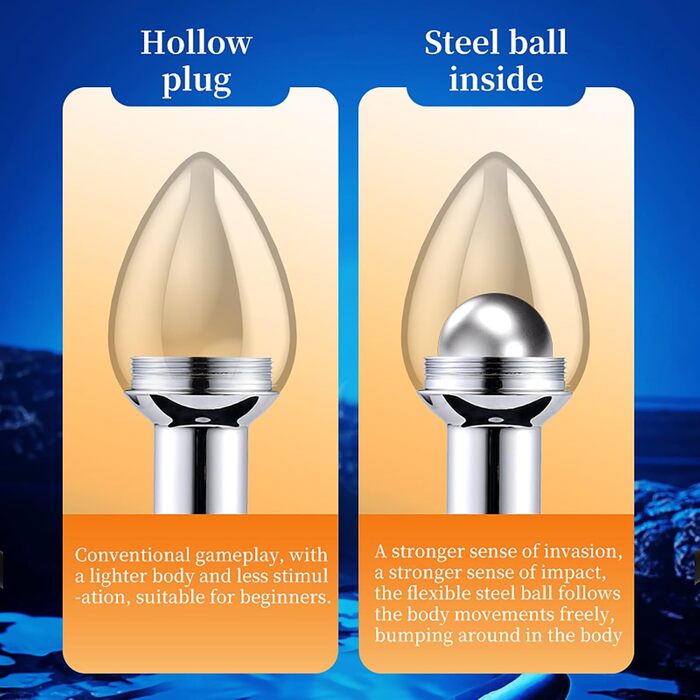 Анальний плагін для жінок з кулькою всередині – металевий батплъг для інтенсивних відчуттів, секс-іграшка для пар та початківців LZYLWC (S+L)