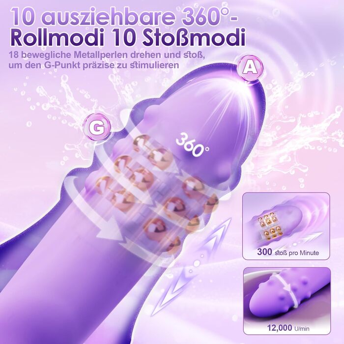 Вібратор жіночий 360° з 10 режимами вібрації, Dildo для стимуляції клітора та G-точки - секс-іграшка для жінок