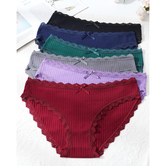 Сліпекс жіночі труси Levao 6 шт. бавовна мереживо дихаючі, комплект трусиків для жінок, S-XXL, 6 кольорів