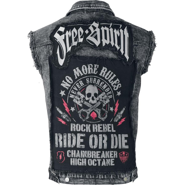 Чоловічий жилет Rock Rebel by EMP чорного кольору з ефектом Acid-Wash, розмір S