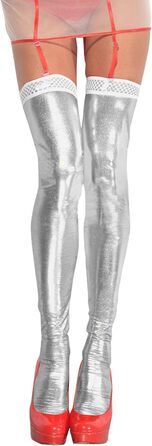 Чулки MeSeduce з ефектом мокрого блиску, білі, еластичні, L-XL
