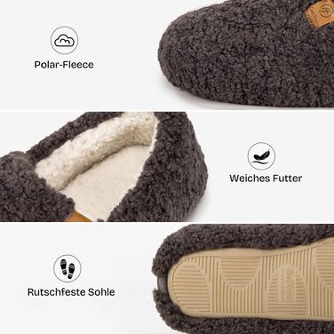 Жіночі теплі закриті капці EverFoams з ефектом пам'яті та штучним хутром, темно-сірі, розмір 40/41 EU