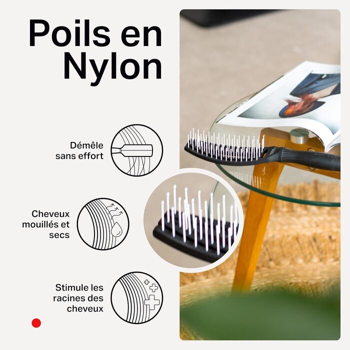 Щітка для волосся Olivia Garden Fingerbrush Care Iconic з нейлоновими щетинками для розплутування та стайлінгу, чорна, Small