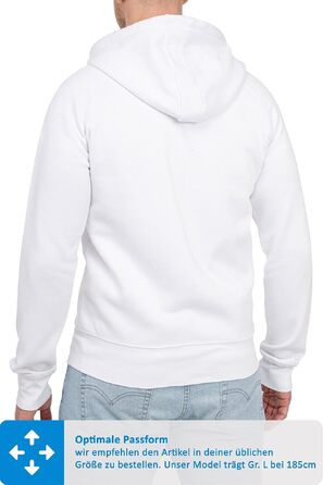 Чоловіча толстовка на блискавці з капюшоном Happy Clothing — теплий худі з флісом, бавовняна суміш, Regular Fit, білий (S-5XL)