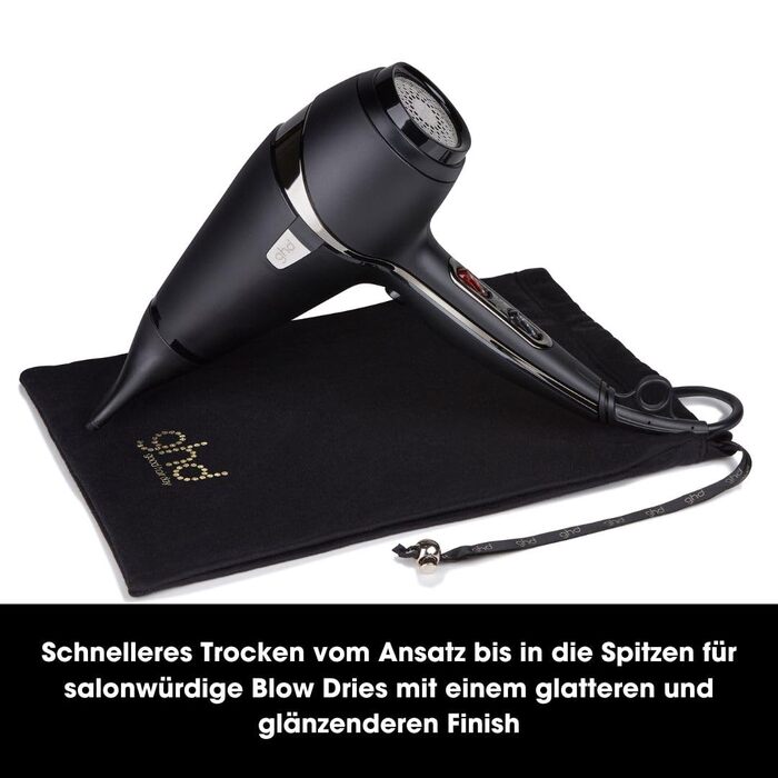 Професійний іонний фен для волосся ghd air для швидкого сушіння, чорний