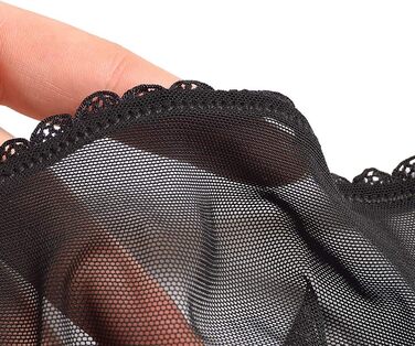 Комплект бюстгальтера та трусиків мереживний прозорий без підкладки для жінок великих розмірів, чорний, 95D