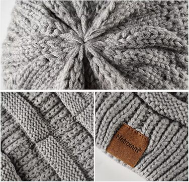Набір зимових шапок Beanie для жінок та чоловіків, тепла в'язана шапка оверсайз від холоду, 3 штуки (чорний, темно-сірий)