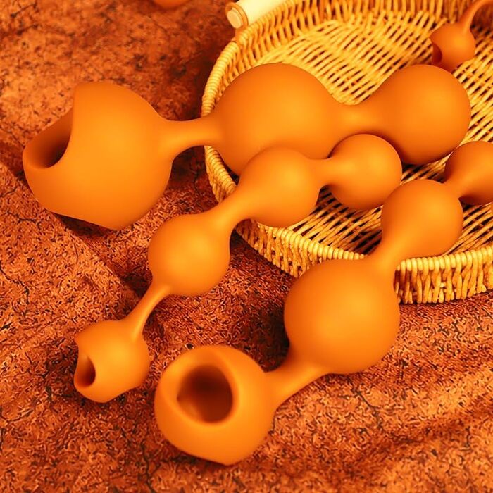 Анальні кульки з рідкого силікону Jomyu з ланцюгом для сексуальної стимуляції, анальний плаг з кільцем для утримання сперми, іграшки для секса, для чоловіків та жінок (XXL)