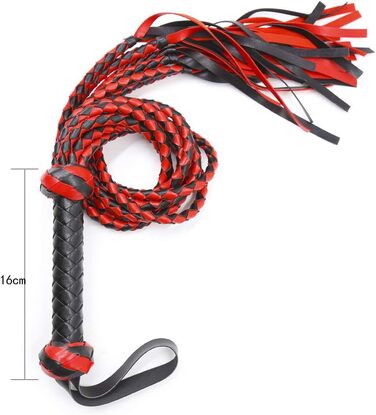Крійська батіг з шкіри, 8 шт., чорно-червоний плетіння, з бахромою. Ідеально для виступів, BDSM, сексуальних ігор та фетишу.