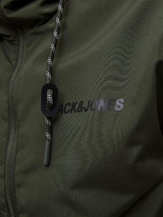 Чоловіча куртка-бомбер JACK & JONES Jjerush Hood Noos з капюшоном, чорно-біла (XXL)