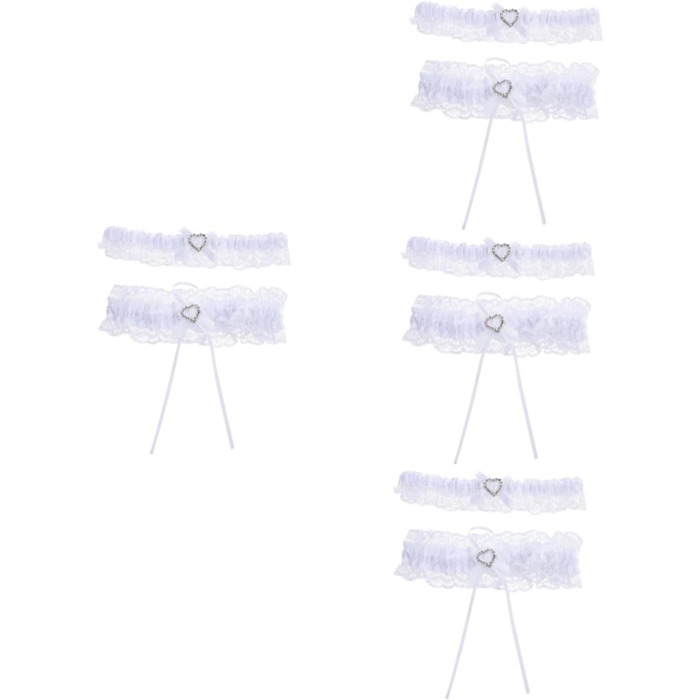 Набір мереживних стрічок для ніг (4 шт.) SHERCHPRY – аксесуари для весілля та урочистих подій, білі мереживні стрічки для ніг, 18x4 см