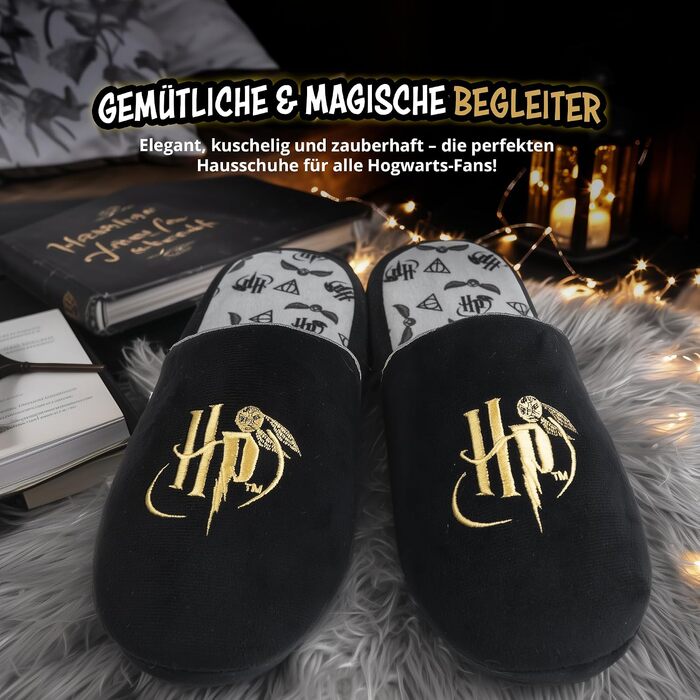 Чоловічі зимові капці Harry Potter від United Labels, чорні, м'які та теплі тапочки-сліпери, розмір 42/43 EU