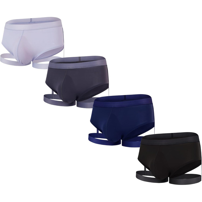 Чоловіча трусика YUFEIDA: Сексуальні сліпи, танга, стрінги для спорту та фітнесу (4 шт. - блакитний/темно-сірий/синій/чорний) L