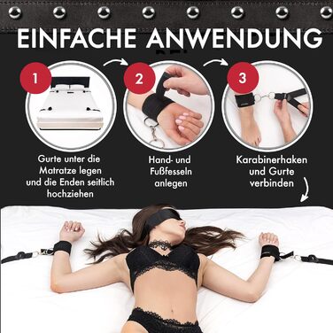 Набір для бондейжу Liebesfreunde® з кріпленнями для ліжка, наручниками та маскою для очей - BDSM для пар | Стабільний набір для сексуальних ігор