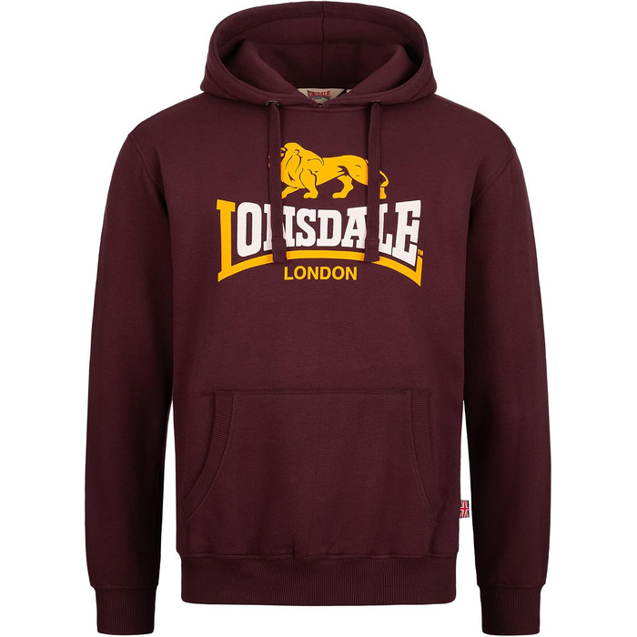 Чоловіча толстовка на блискавці з капюшоном Lonsdale RINSEY, приталена модель, колір Oxblood, розмір S