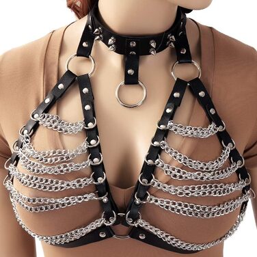 Корсет-нагрудник з шкіри для жінок PETMHS, чорний, готичний стиль