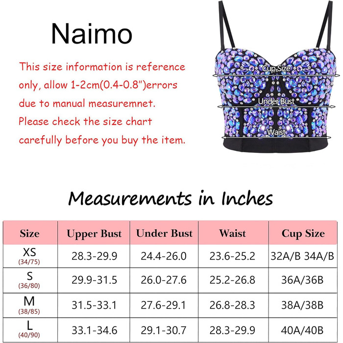 Жіночий бюстгальтер-корсет Naimo з блискітками та стразами, push-up, топ, камі, для вечірок та клубів, блакитний