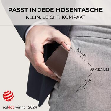 Шкіряний мінімалістичний гаманець KLIK Slim з монетницею та RFID захистом для чоловіків, темно-коричневий, на 10-12 карток