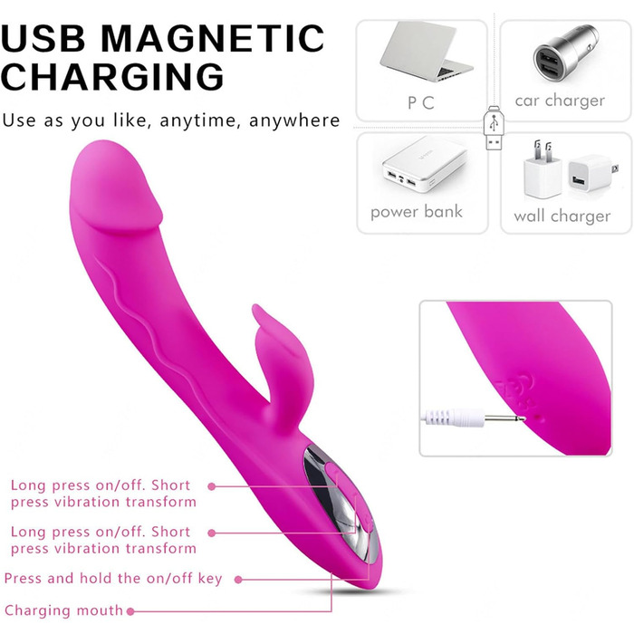 Вібратор G-Spot з силікону для жінок, 7 режимів, рожевий