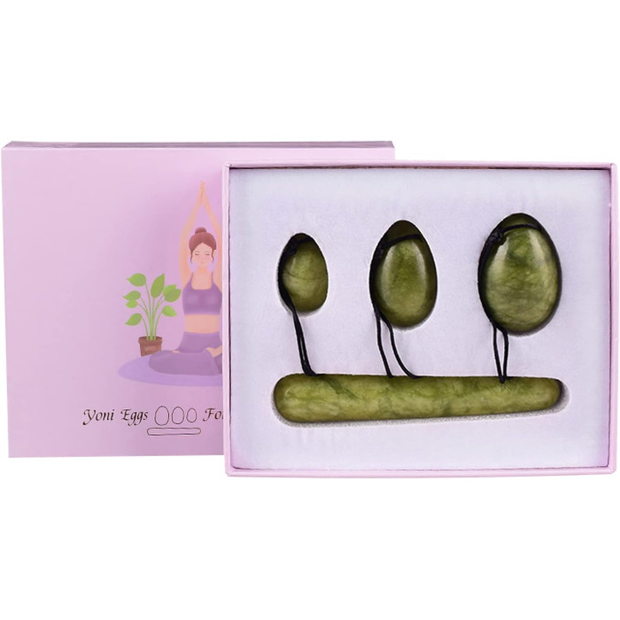 Набір каменів для вагінального тренування Кегель Rosenquarz Jade Yoni Ei - тренування м'язів та гігієна