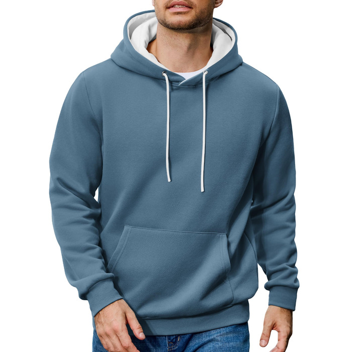 Чоловіче худі COOFANDY з капюшоном, бавовняний флісовий світшот (3XL, синій)