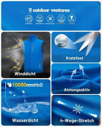 Чоловічий жилет Softshell Outdoor Ventures для велосипеда та активного відпочинку, водонепроникний, середній синій (розмір M)