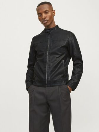 Чоловіча куртка з екошкіри Jack & Jones, чорна, розмір XL