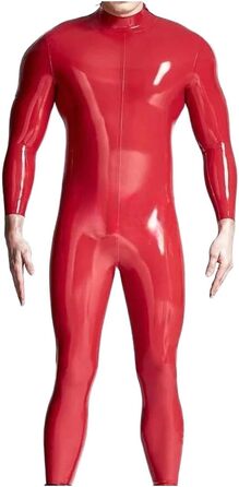 Комбінезон чоловічий TIANXIAOQWE з подвійним блискавкою на плечах, облягаючий, латексний, catsuit, червоний, 54