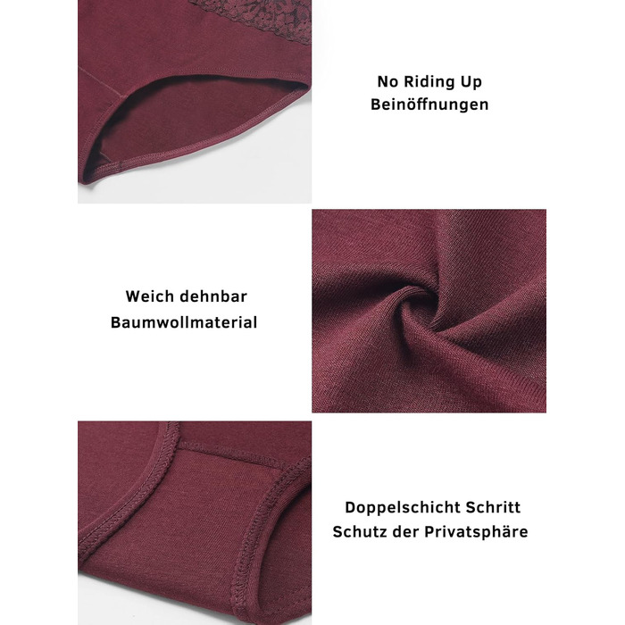 Сліпекс жіночі труси Wealurre з бавовни, мереживо, 5 шт. XL, темно-кольорові