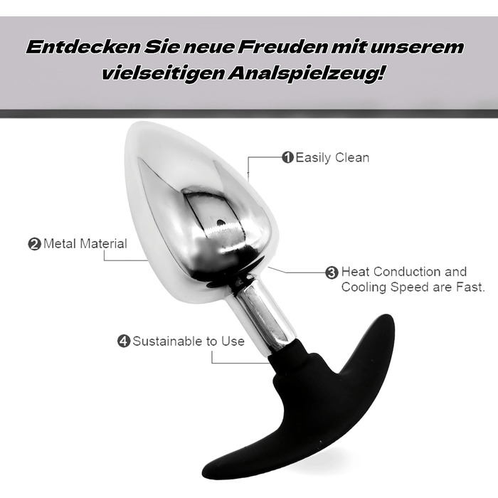 Набір анальних засобів для стимуляції: сталевий Butt Plug, дилататор, масажер простати, для пар, SM bondage