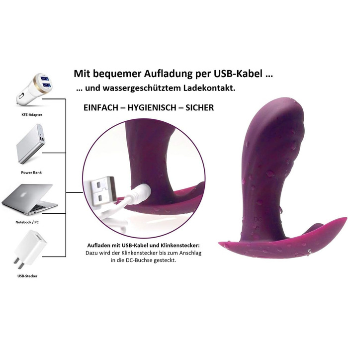 Вібратор-метелик Lustfactor для жінок з силікону | Бездротовий, з пультом керування | Для вагінальної та кліторальної стимуляції | Зарядний, USB | Інтимні іграшки для дорослих