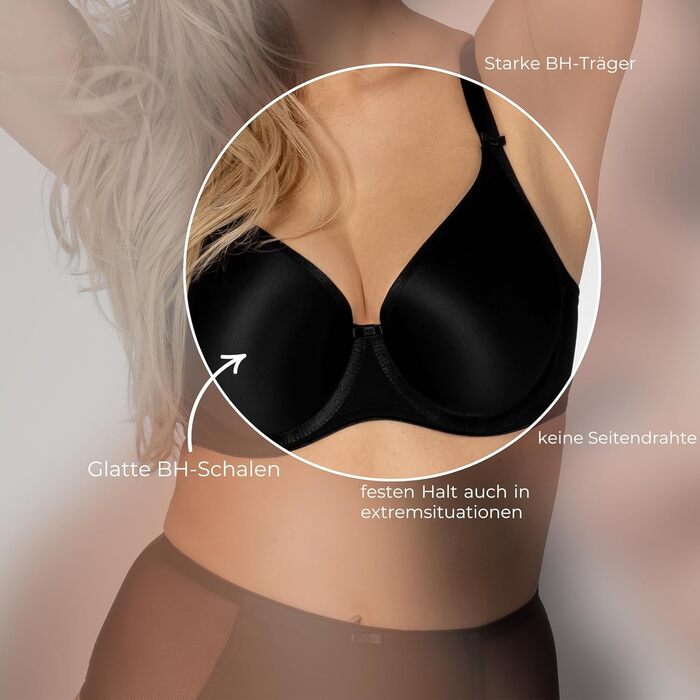 Бюстгальтер з кісточками Glatter BH Anna – бюстгальтер-мінімайзер, чорний, 75C