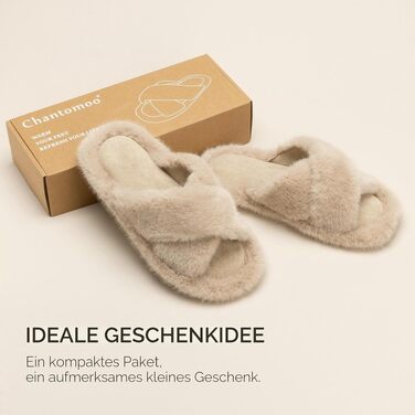 Жіночі домашні капці Chantomoo з ефектом пам'яті (Memory Foam), плюшеві та м'які з перехресними ремінцями, коричневі, розмір 40/41 EU