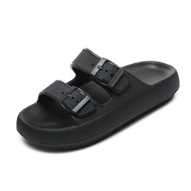 Слишовечірні тапочки Cozyslides Original унісекс, сандалії-хмаринки з регульованими ременями, протиковзаючі та швидкосохнучі, з товстою підошвою Airfoot, чорні, розмір 39/40 EU