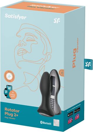 Satisfyer Rotator Plug 2 Connect App Bluetooth: вібратор для анусу з ротаційними кульками | Водонепроникний (IPX7) | 12,5 см | Чорний