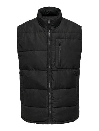 Чоловічий стібаний жилет Only & Sons Onsjake Quilted Vest, чорний, розмір S