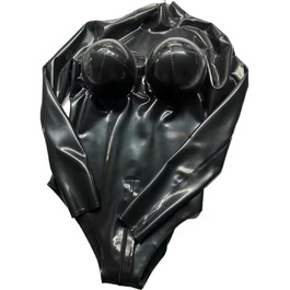 Латексний боді з надувною грудьми VIYOLI, фетиш, прозорий, регульований розмір та колір