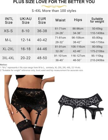 Сексуальний комплект спідньої білизни: страпгуртel з мереживом, широкі еластичні ремінці, чорний, великі розміри XL-XXL