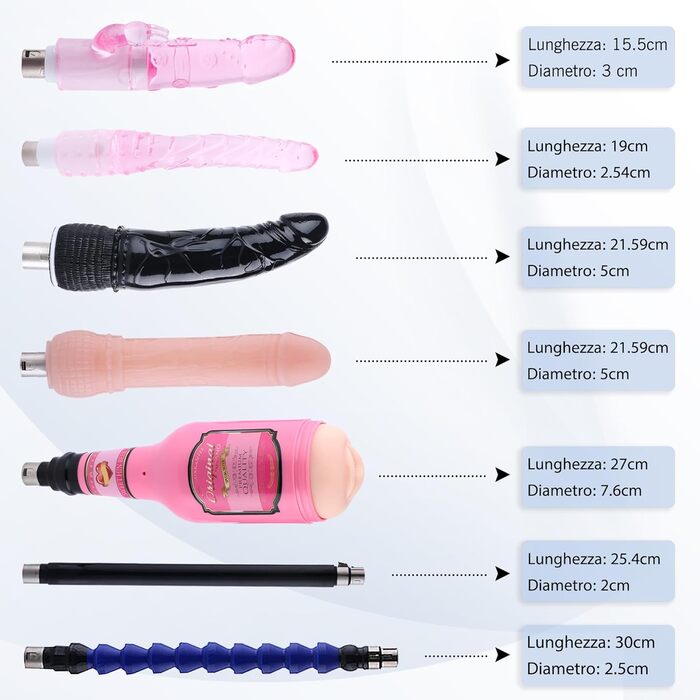 Секс-машина з дилдо та мастубатором, Love Machine з 8 насадок-дилдо, іграшки для дорослих для жінок та чоловіків