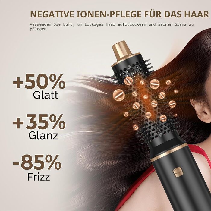 Мультистайлер для волосся 5 в 1 UKLISS Airstyler: фен, вирівнювач, круглий браш та локони, чорний