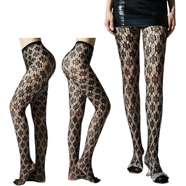 Чорні мереживні панчохи-сітки до стегон для жінок, комплект 4-6 шт.