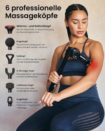 Перкусійний масажер Napre Massage Gun з функцією підігріву та охолодження, складаний масажний пістолет для м'язів спини та плечей, 32 рівні швидкості, 5 кутів нахилу, чорний