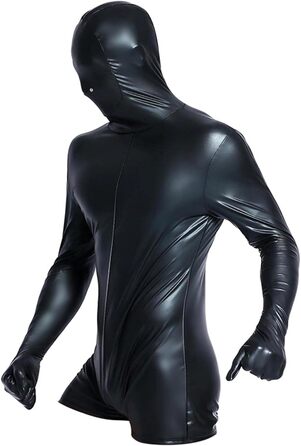 Чоловічий боді з штучної шкіри на блискавці, чорний, XXL - сексуальний костюм для клубів та вечірок
