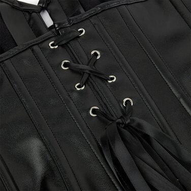 Жіноче корсетне боді Grebrafan з штучної шкіри, чорне, вінтажний стиль