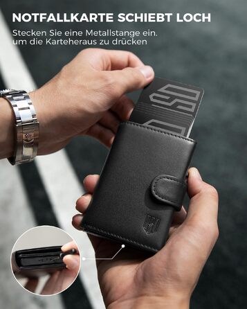 Чоловічий гаманець-картхолдер DODENSHA з RFID-захистом, автоматичним pop-up механізмом для 8-10 карт, відділенням для монет та вікном для ID (Чорний)